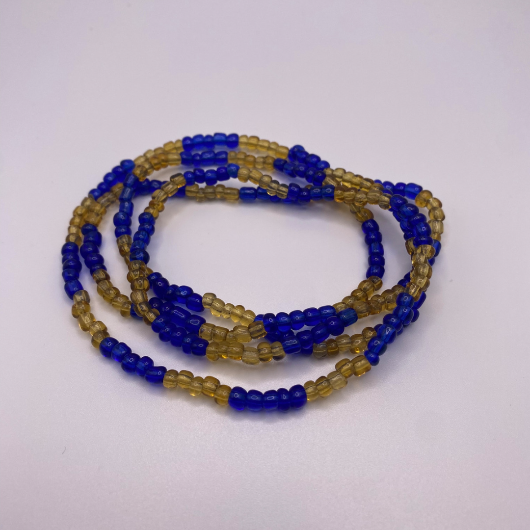 Collar azul y dorado