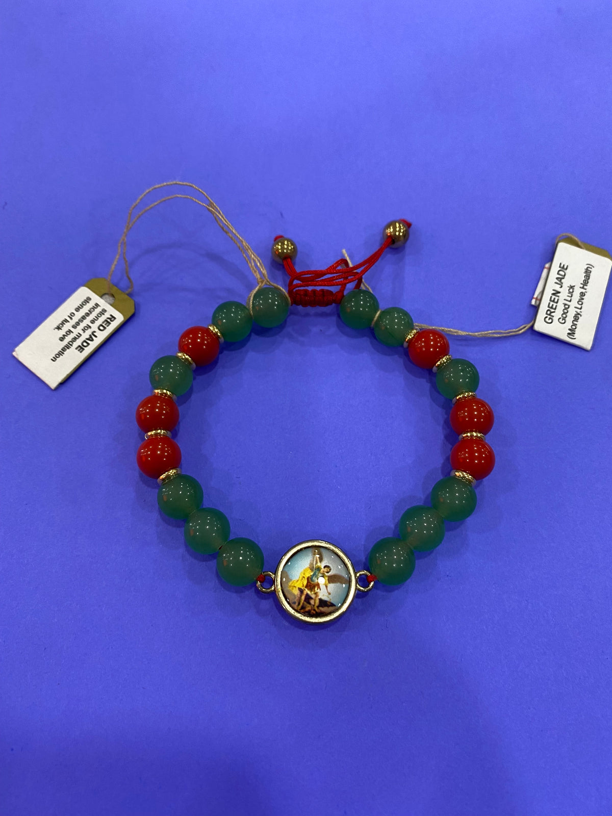 Brazalete San Miguel con Jade verde y rojo