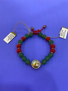 Brazalete San Miguel con Jade verde y rojo