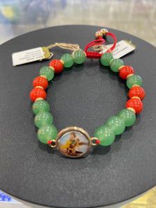 Brazalete San Miguel con Jade verde y rojo