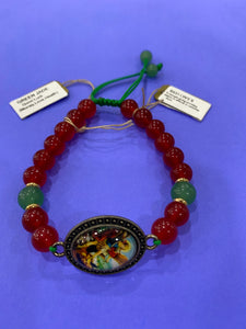 Brazalete San Miguel con Onix Rojo y Jade verde