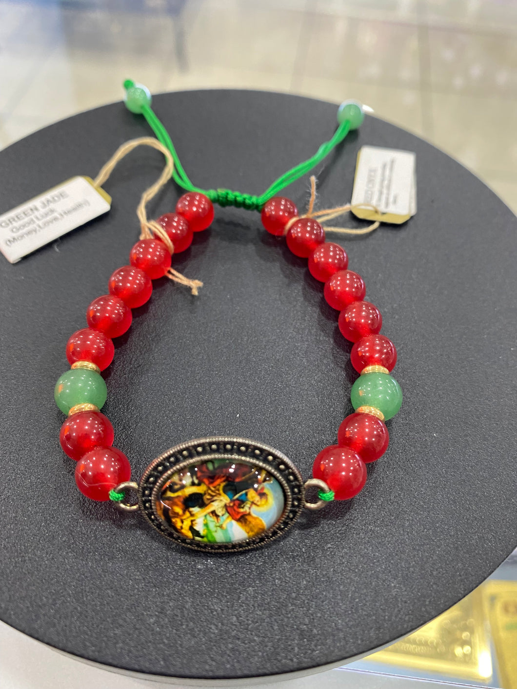 Brazalete San Miguel con Onix Rojo y Jade verde