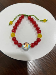 Brazalete San Miguel con Onix rojo y Jade Amarillo