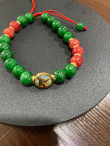 Brazalete de san Miguel con Jade verde y rojo.