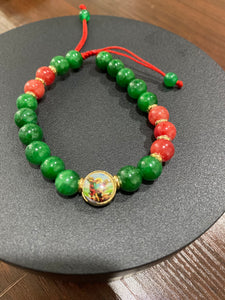 Brazalete de san Miguel con Jade verde y rojo.