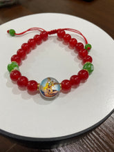 Load image into Gallery viewer, Brazalete San Miguel con Onix Rojo y Ágata de fuego verde
